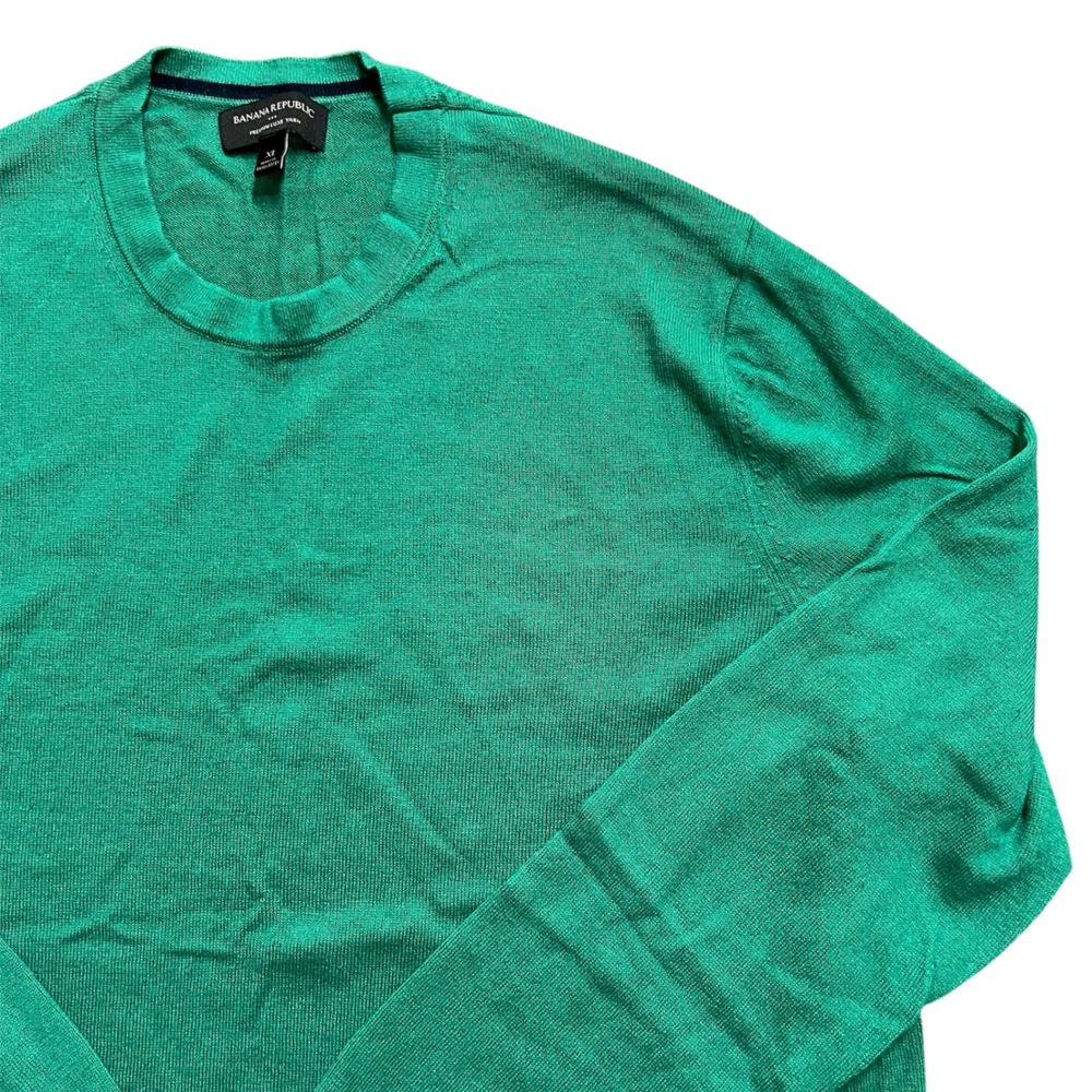 Banana Republic Premium Luxe Yarn Sweater Crew Neck Green XL Menswear